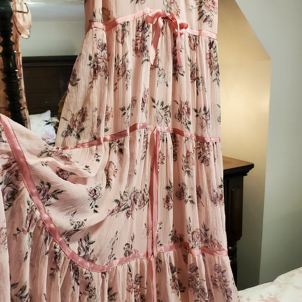 LoveShackFancy Audra Silk Midi Dress in Pink Canopy - Picture 6 of 14